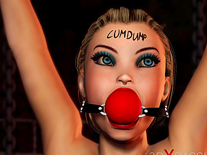 Sexy ball gagged blonde has anal sex with BBC in the basement