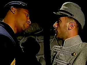Two homo Civil War soldiers meet up and fuck in a barracks
