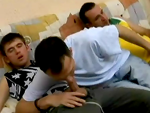 Three nasty faggots love some dirty rear end style banging indoors
