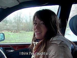 Anastasia gets fucked in the switch roles cowgirl pose in a car