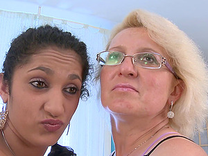 Mature sapphic mummy with big puffies luvs getting her twat drilled with a fuck stick