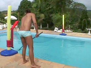 The pool boy is a hot chunk of culo that loves man rod inwards him