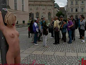 After Being Tied Naked to a Pole this Blonde Gets Her Totally Fucked