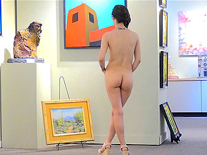 Sweet dame in a brief milky sundress flashing in public