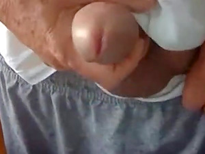 Horny old man jerking his big dick on webcam live