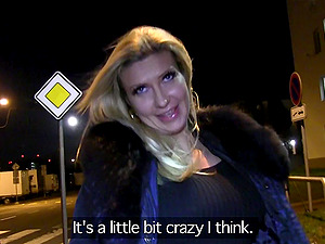 Cold winter night does not stop this blonde from fucking in the outdoors