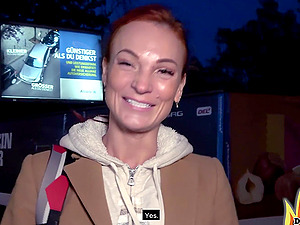 Redhead Kessie Shy having fun while sucking a stranger's dick